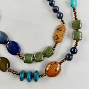 Long necklace, various types beads, signed "T", most likely Talbots vintage